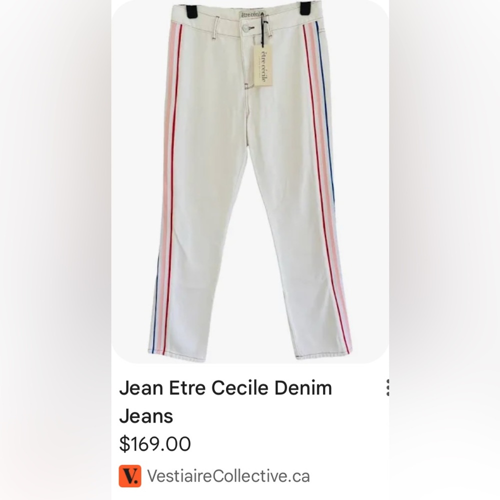 Etre Cecile Chic Designer Boot Cut Jeans with Multicolored Stripes (Size 25) - Picture 6 of 6